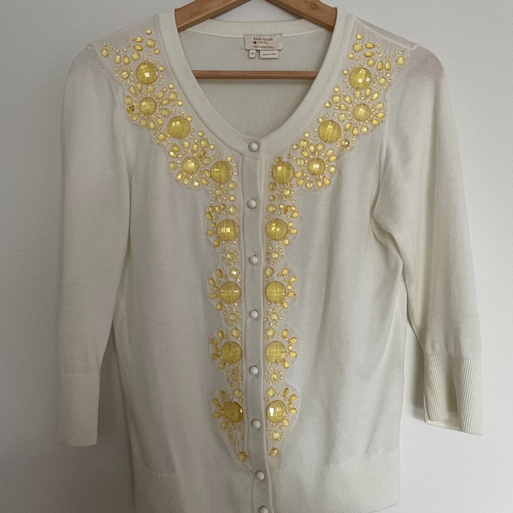KATE SPADE Sweater Kati Cardigan 3/4 Sleeve Sz M